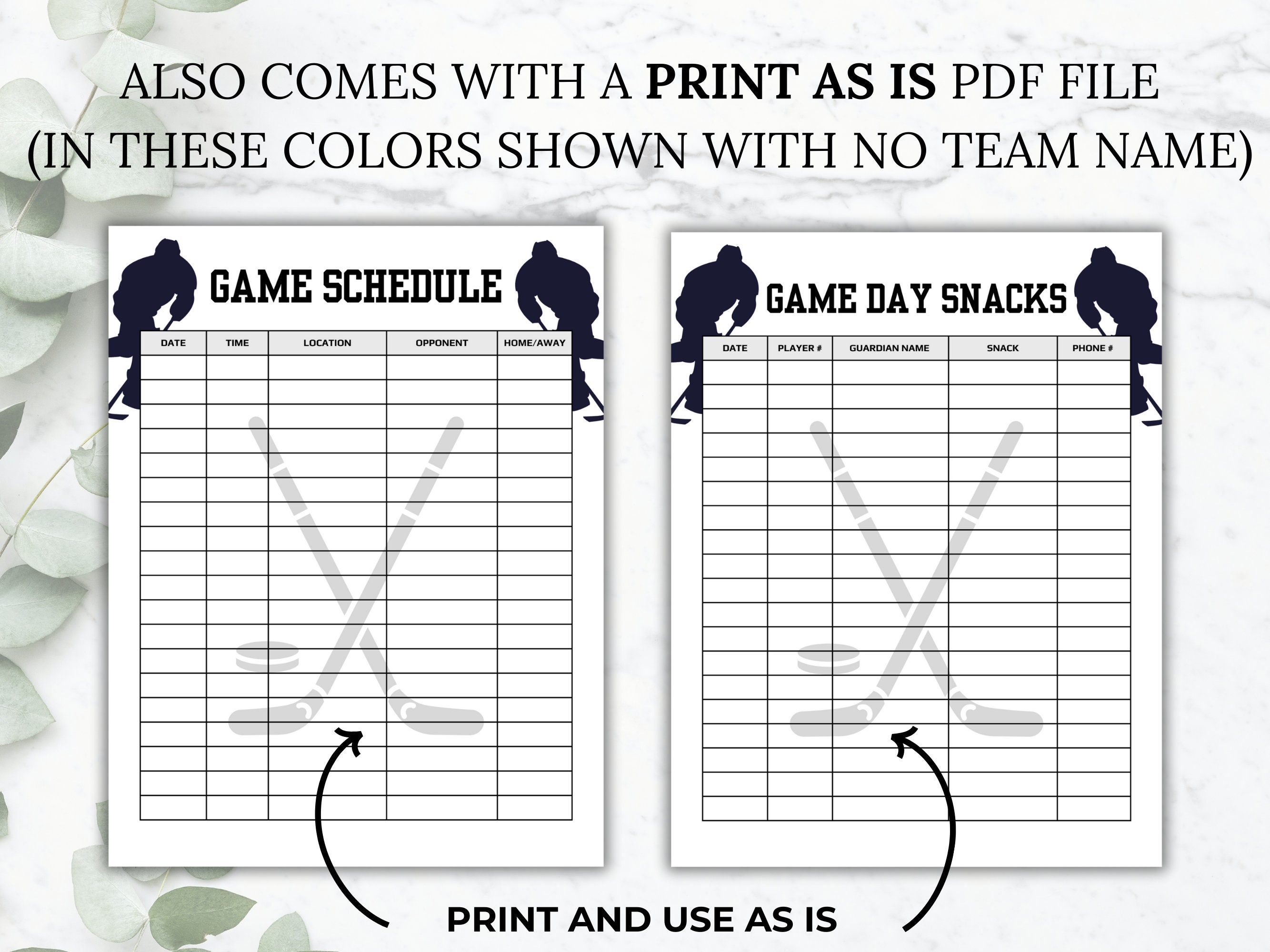 Hockey Game Schedule Template Hockey Snack Sign up Bundle - Etsy