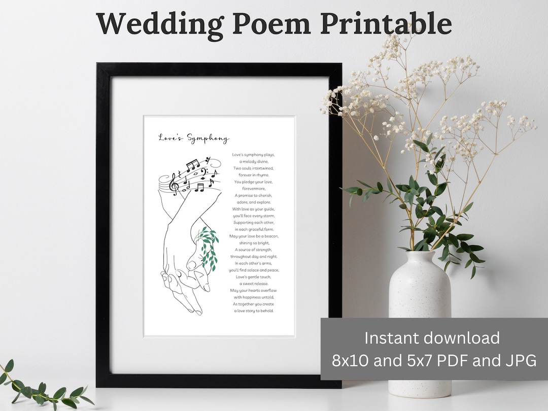 Wedding Gift Printable Wedding Poem Wall Art Digital Print Wedding Card Printable Gift for ...