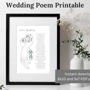 Hochzeitsgeschenk druckbare Hochzeit Gedicht Wandkunst Digitaldruck Hochzeitskarte druckbares Geschenk für Brautpaar Brautparty-Karte für Braut Bräutigam Geschenk