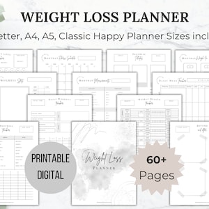Weight Loss Planner Printable Weight Loss Tracker for Weight Loss Journal Printable Meal Planner for Fitness Planner for Weight Loss Chart