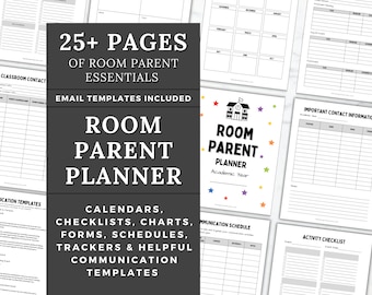 PTO PTA Class Parent Planner template Room Parent Binder sheets School classroom parent Forms Middle school room parent activity planning