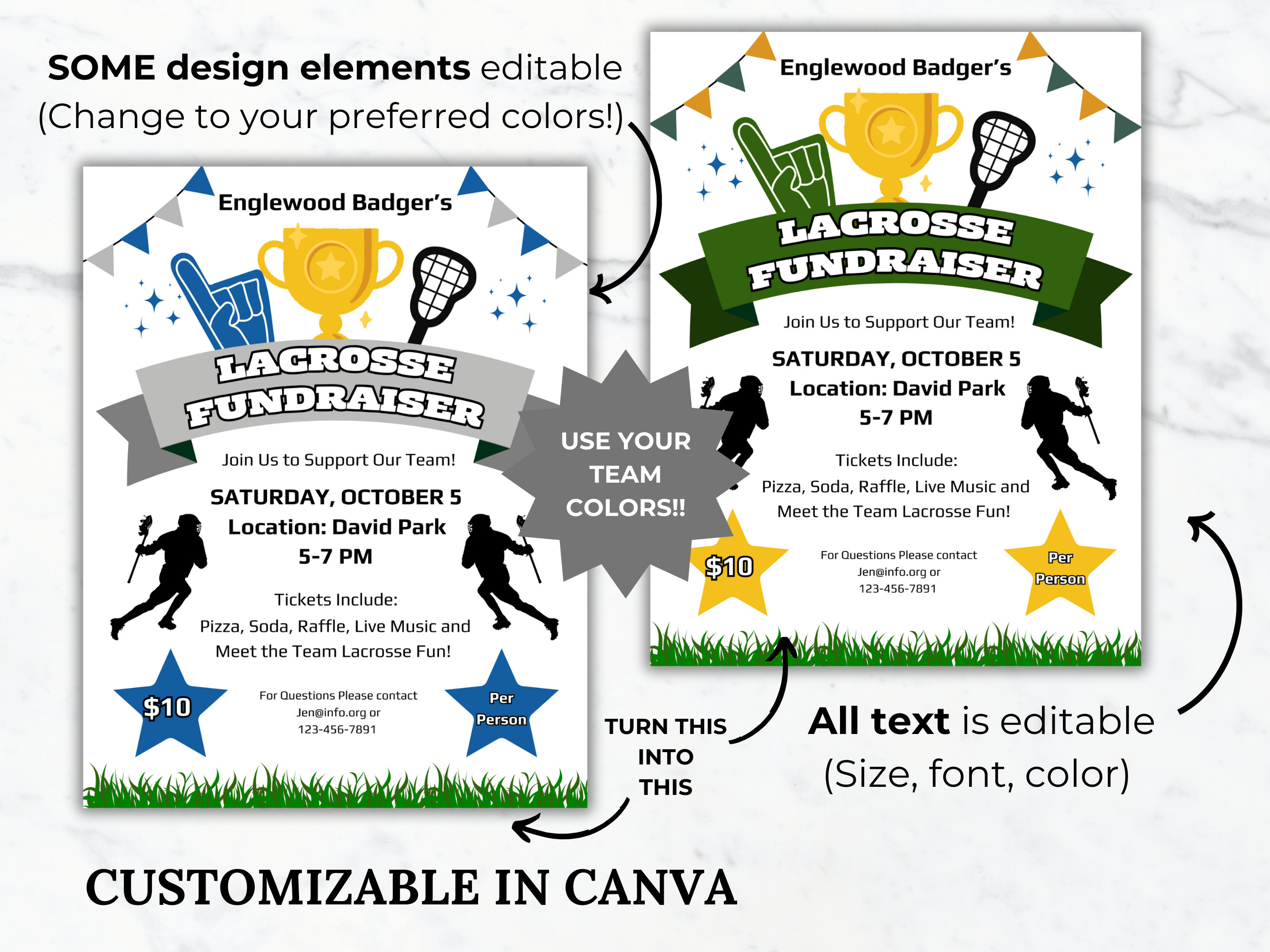 Editable Lacrosse Fundraiser Flyer Template Club Lacrosse Team Etsy