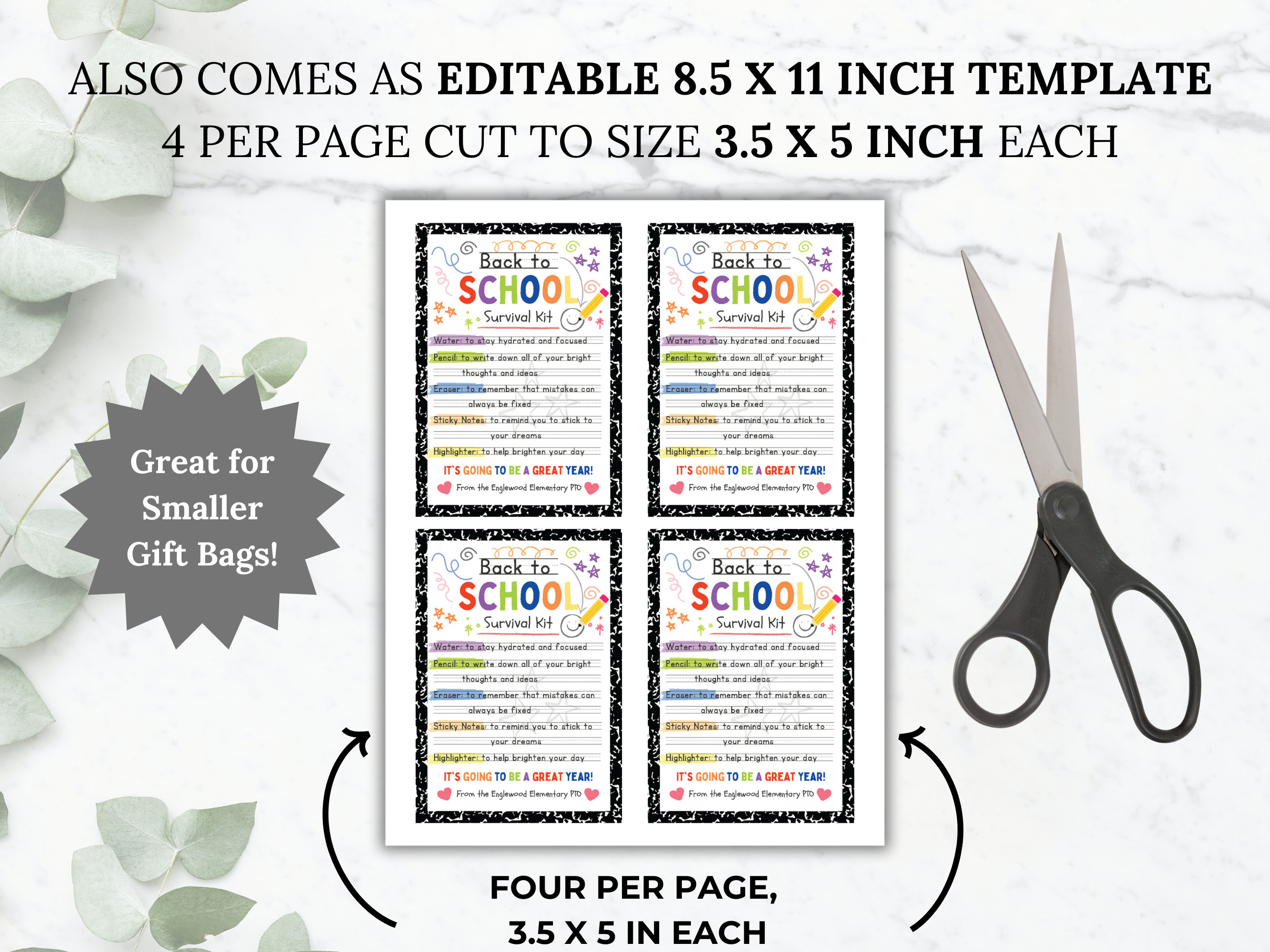 Back to School Survival Kit Editable Template Teacher Back to School ...