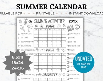 Printable Summer Activities Coloring Poster summer checklist editable summer bucket list family calendar summer count down printable poster