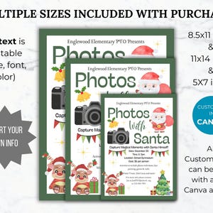 Photo with Santa Christmas Fundraiser Flyer PTO Template Holiday Fundraising invite Editable Winter School event Flyer Holiday PTA printable