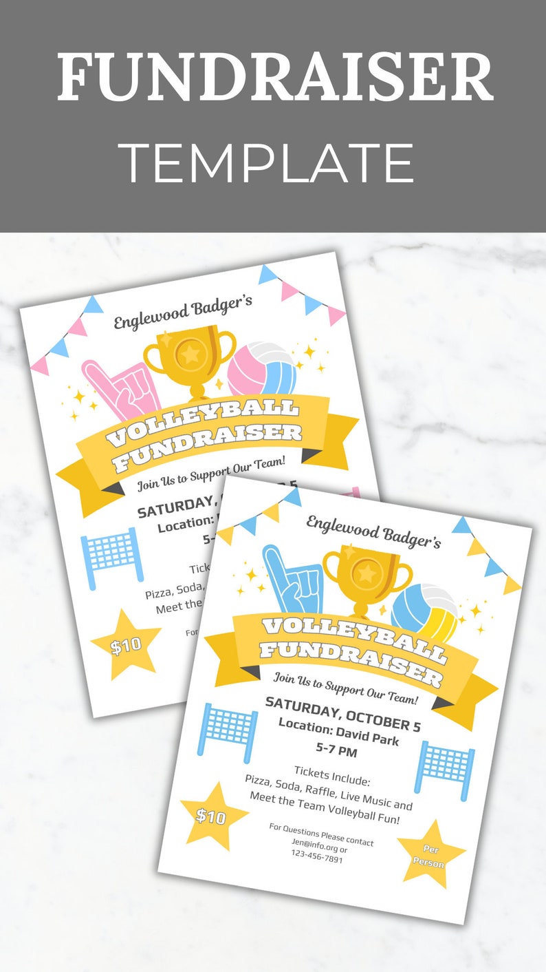 Editable Volleyball Fundraiser Flyer Template Club Volleyball Etsy