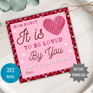 Afdrukbaar Valentijnscadeauzakje Cadeaukaartje Zoete traktatie Cadeaukaartje voor Valentijnsdag traktatiezakje leraar ouder broer/zus familiecadeau Vriend valentijnskaartje