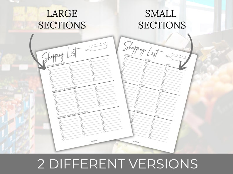 Editable Grocery List Printable Shopping List Printable Grocery Template Shopping Template Food Shopping Planner for Shopping Checklist A5