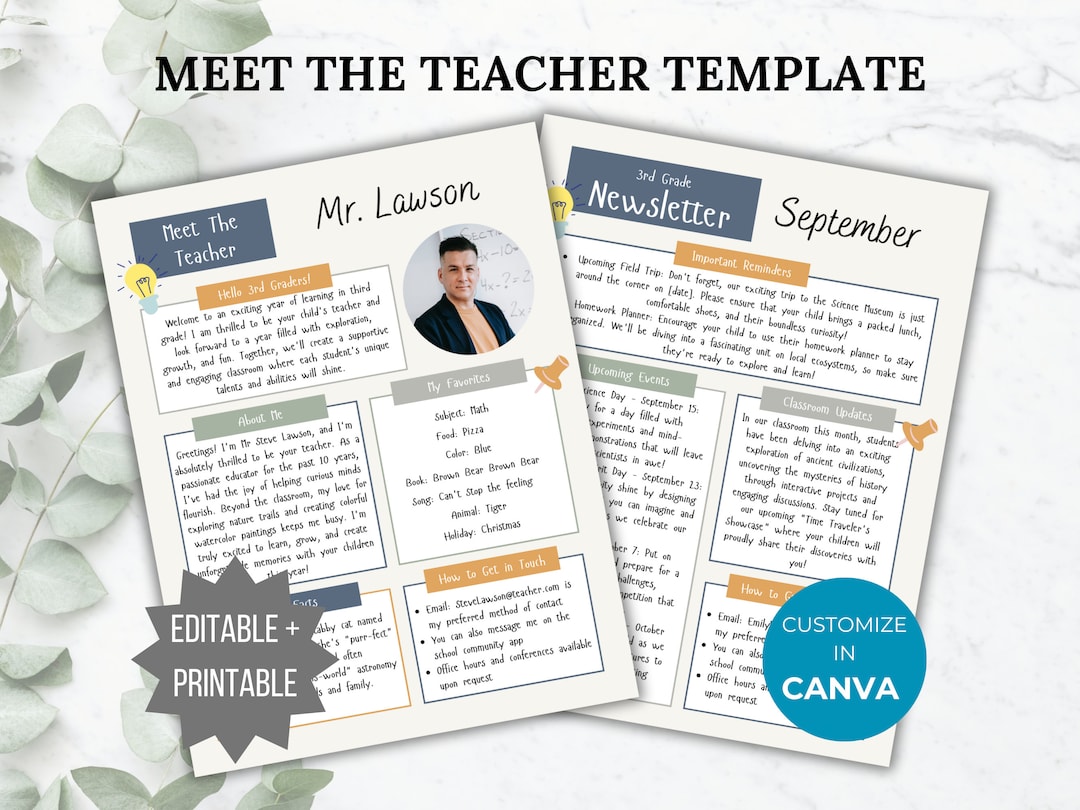 Meet the Teacher Editable Canva Template Class Newsletter Printable ...