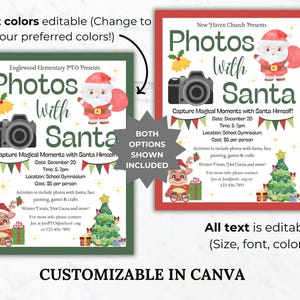Photo with Santa Christmas Fundraiser Flyer PTO Template Holiday Fundraising invite Editable Winter School event Flyer Holiday PTA printable
