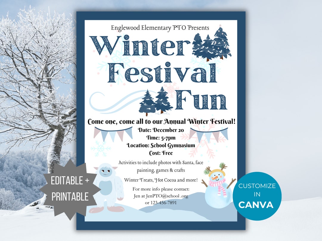 Winter Festival Flyer Invitation PTO Template Holiday Festival ...