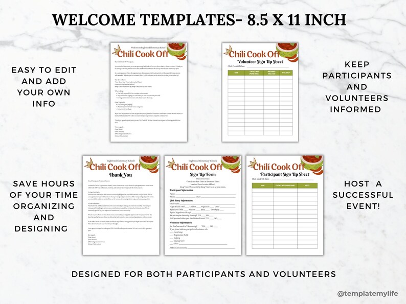 Chili Cook off Flyer Invitation Template PTO Bundle Neighborhood Fall ...