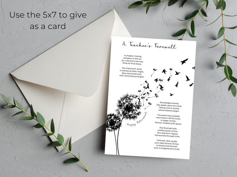Teacher retirement gift printable for retiring teacher poem wall art digital print teacher retirement card teacher home wall decor present
