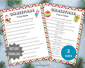 Christmas Trivia Game for kid Christmas activity printable for family party game kid Christmas activity printable party game for Christmas