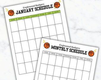 Basketball Monthly Calendar Template
