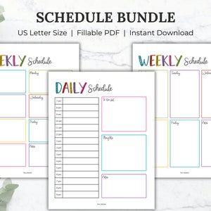 Kids Daily and Weekly Schedule Printable Bundle Kids Schedule Editable Homeschool schedule Printable Daily and Weekly Routine chart for kids