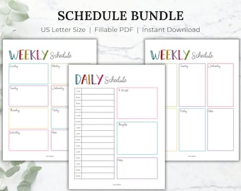 Kids Daily and Weekly Schedule Printable Bundle Kids Schedule Editable Homeschool schedule Printable Daily and Weekly Routine chart for kids