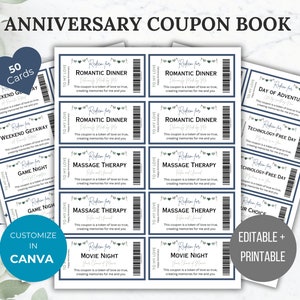 Coupon Book for Him Anniversary Printable Gift Editable Love Coupons ...
