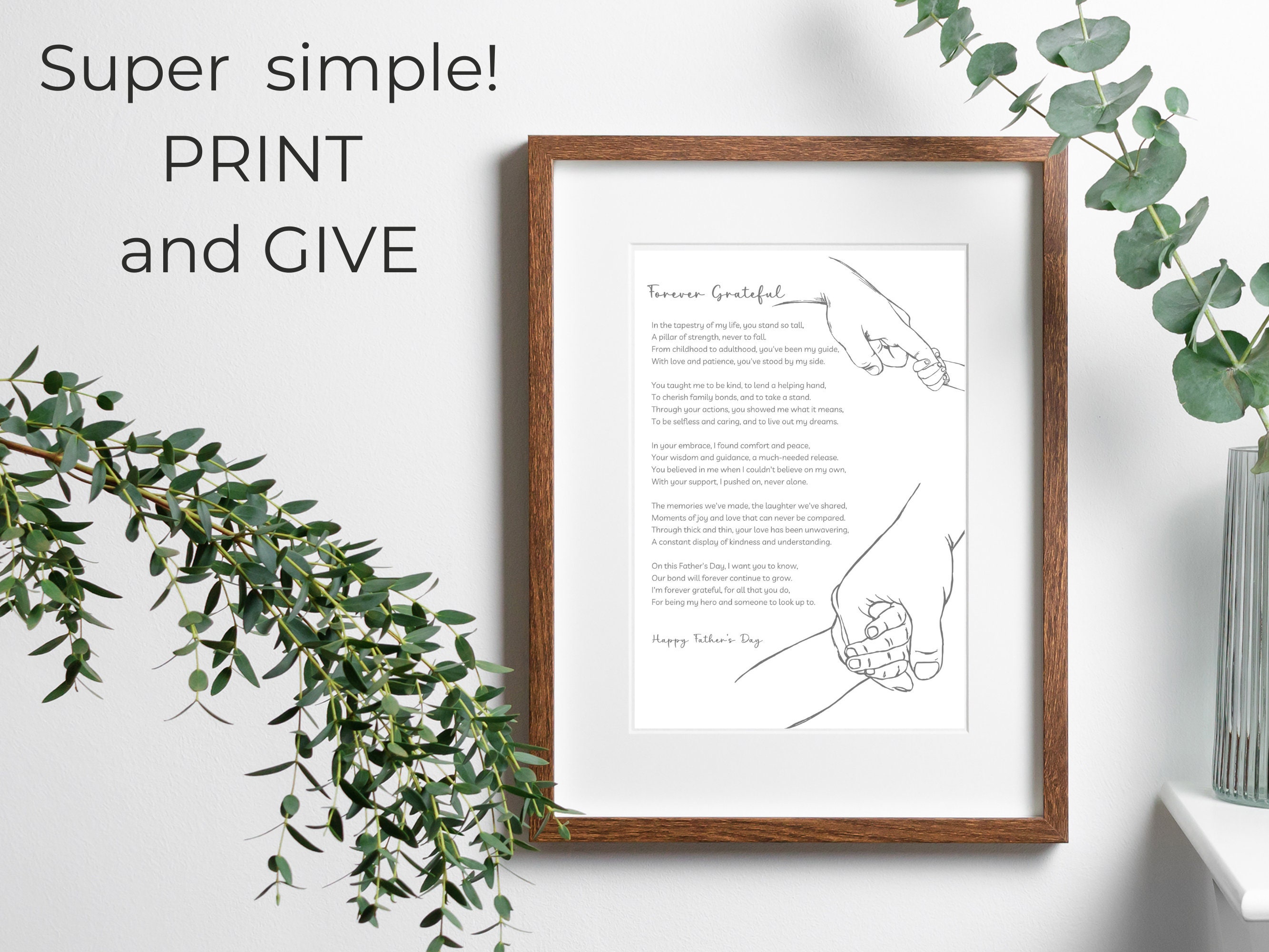 Fathers Day Poem Printable Fathers Day Gift Wall Art Fathers - Etsy