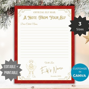 Letter from Elf printable Christmas tradition Note from Elf Letter north pole mail Elf note template Elf mail Santa letter Elf kit accessory
