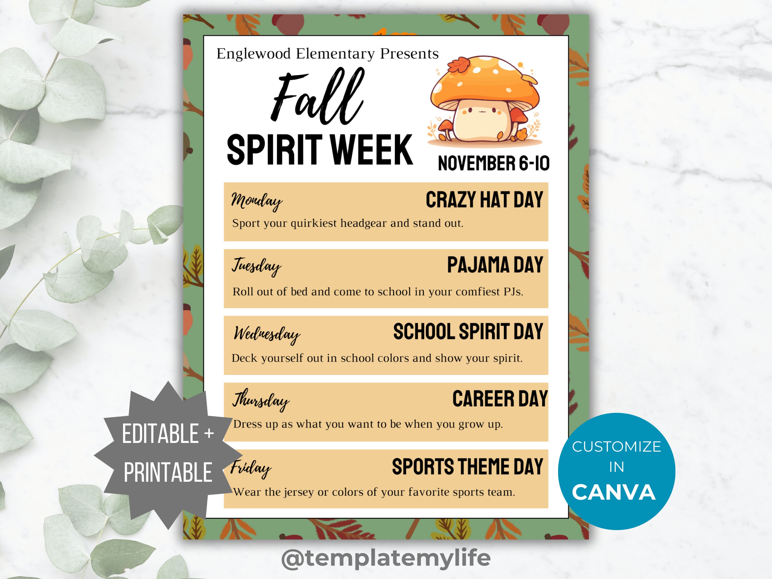 fall dress up days Fall Spirit Week