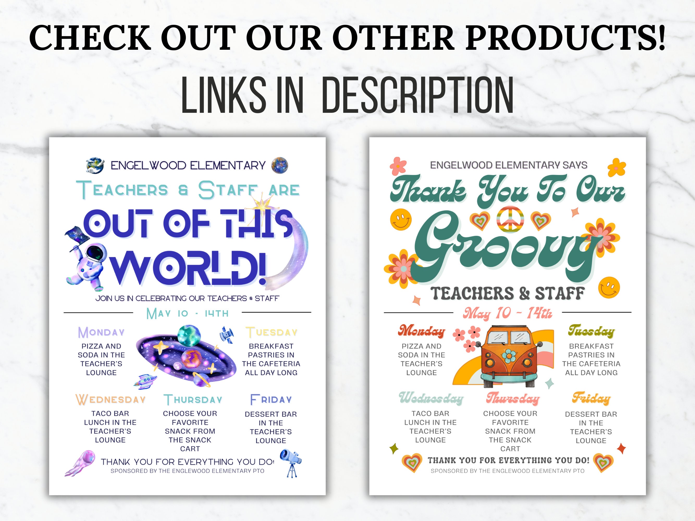 Teacher and Staff Appreciation Week Invite PTO Template 90s Theme ...