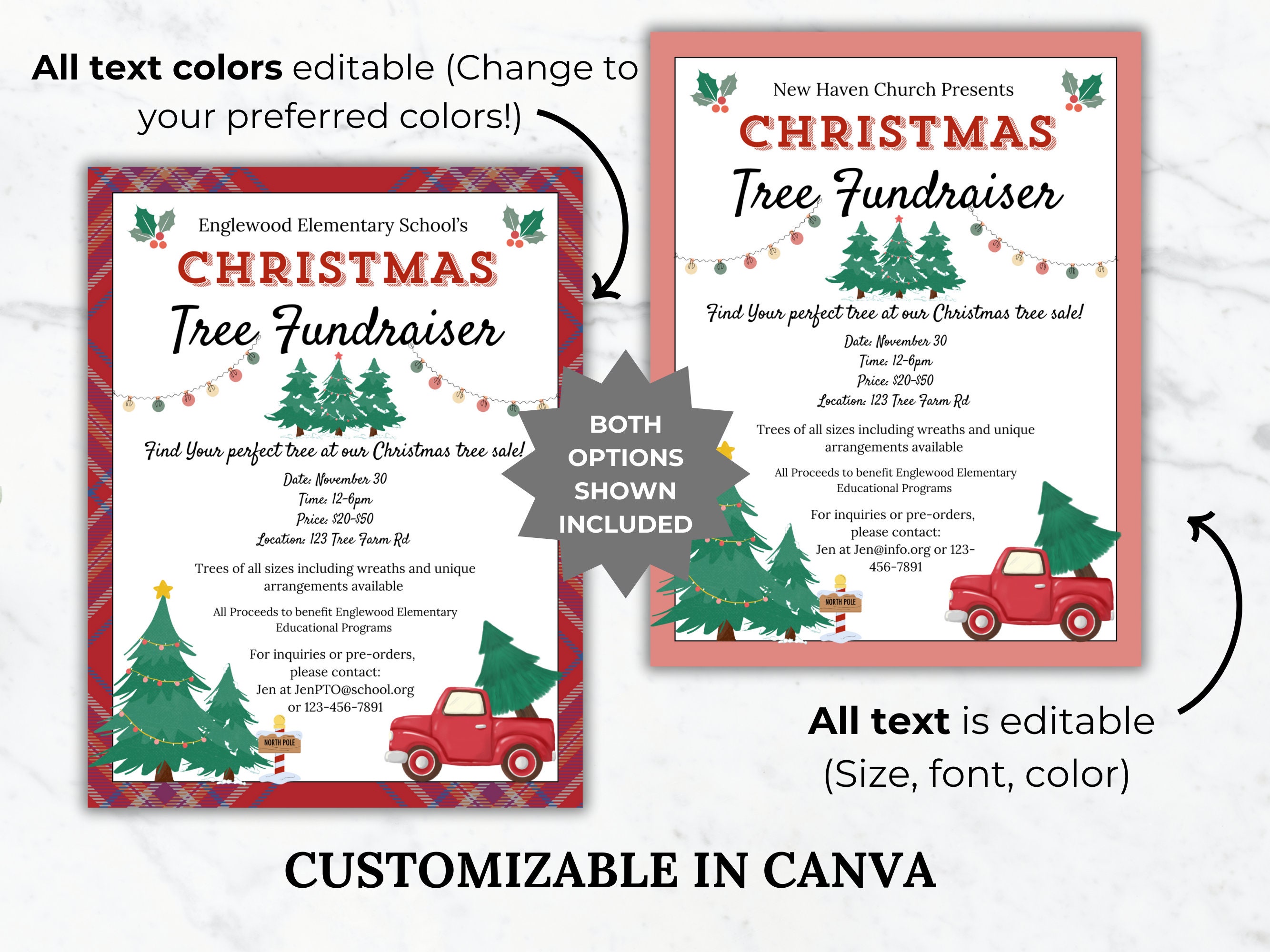 Christmas Tree Fundraiser PTO Template Holiday Fundraising Invite ...