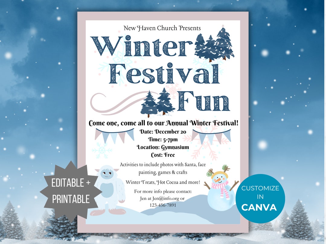 Winter Festival Fundraiser Flyer Invite Template Holiday Charity Event