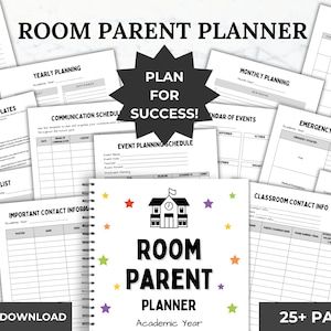 Printable Room Parent Planner PTA Class Parent Binder template PTO Room Parent Coordinator Form back to school room mom event planning sheet