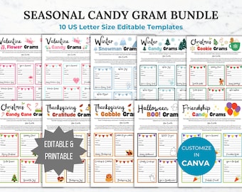 Seasonal Candy Gram Flyer PTO Template Holiday Candy Gram printable Editable Seasonal School fundraiser Flyer School Candy Gram PTA Flyer