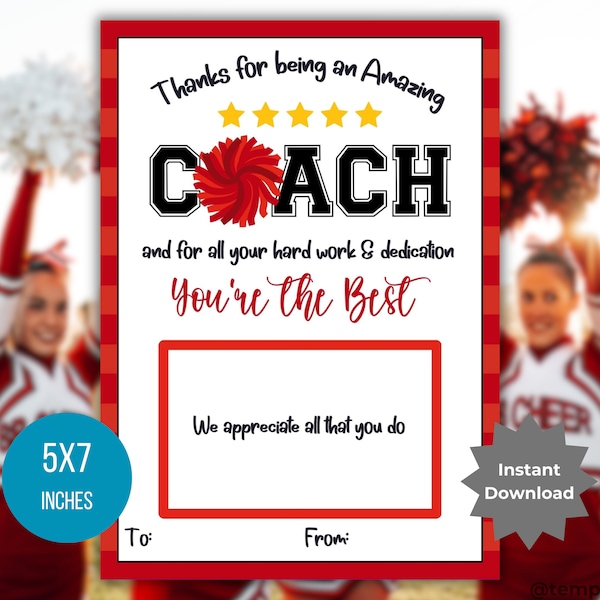 Cheer Coach Printable Card Etsy Cheer Coach Printable Card Etsy