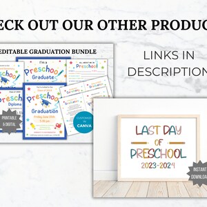 Editable Kindergarten Graduation invitation printable elementary graduation program ceremony invite graduation diploma certificate template image 8