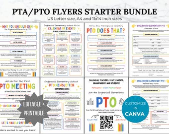 Editable PTA Flyer Bundle PTA hand out templates why join the pta newsletter pta calendar of events pta meeting handout pta membership forms