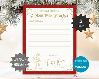 Letter from Elf printable Christmas tradition Note from Elf Letter north pole mail Elf note template Elf mail Santa letter Elf kit accessory