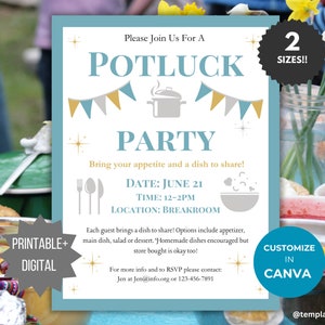 Modèle de Flyer repas-partage éditable Dépliant d'invitation pour le repas-partage, invitation à une fête de quartier, Dépliant repas-partage, invitation à déjeuner communautaire, imprimable