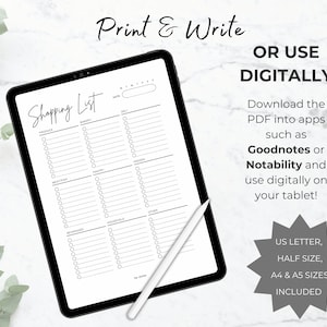 Editable Grocery List Printable Shopping List Printable Grocery Template Shopping Template Food Shopping Planner for Shopping Checklist A5