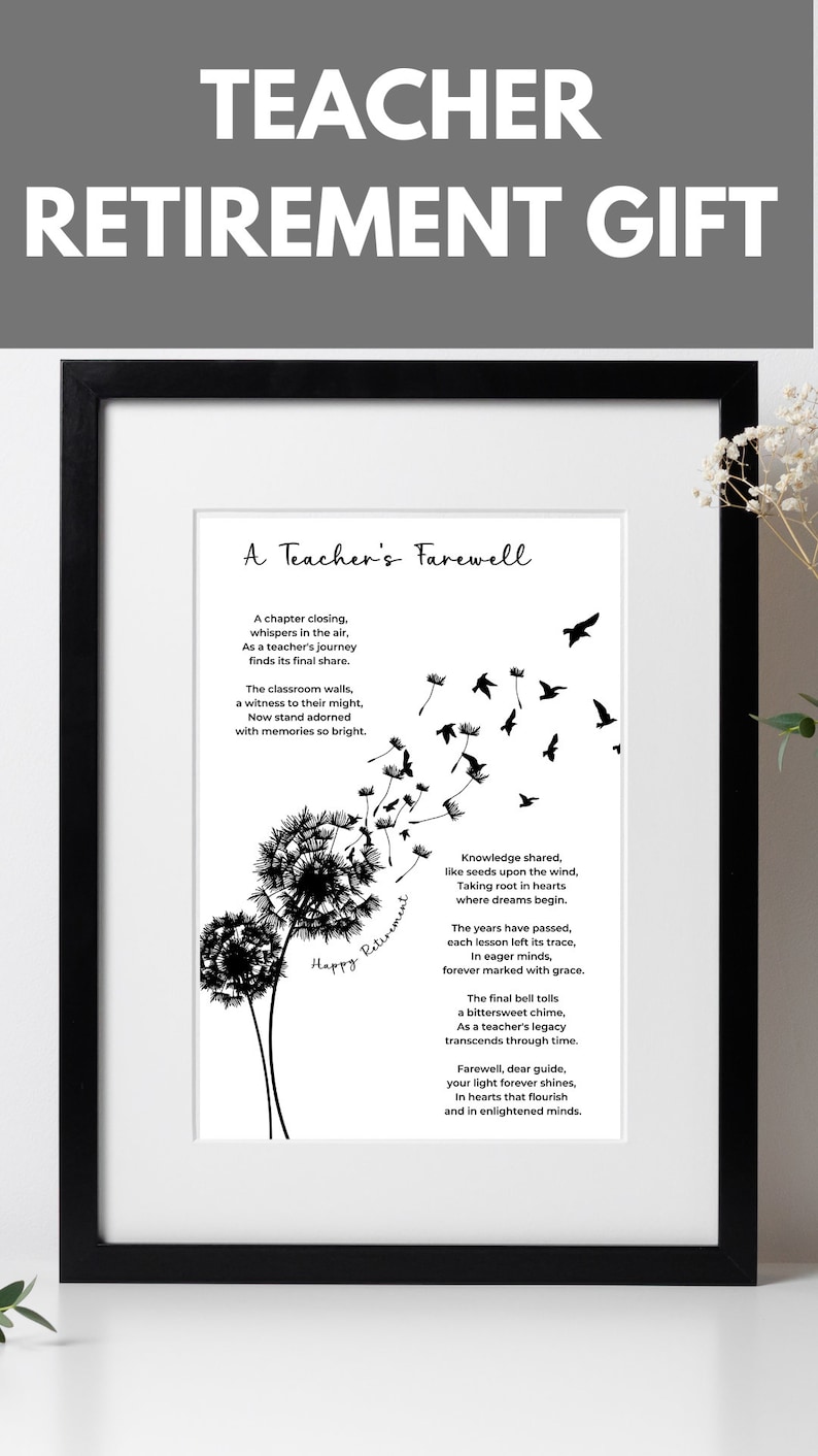 Teacher retirement gift printable for retiring teacher poem wall art digital print teacher retirement card teacher home wall decor present