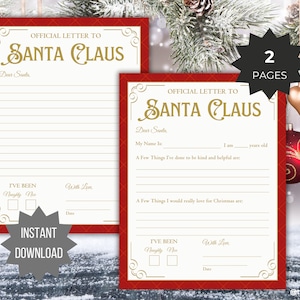 Letter to Santa for kid printable Dear Santa Letter template Christmas tradition kid activity printable north pole mail Christmas wishlist
