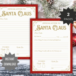 Letter to Santa for kid printable Dear Santa Letter template Christmas tradition kid activity printable north pole mail Christmas wishlist