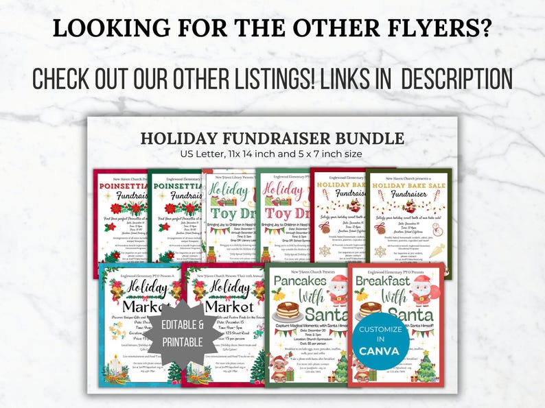Photo with Santa Christmas Fundraiser Flyer PTO Template Holiday Fundraising invite Editable Winter School event Flyer Holiday PTA printable image 6