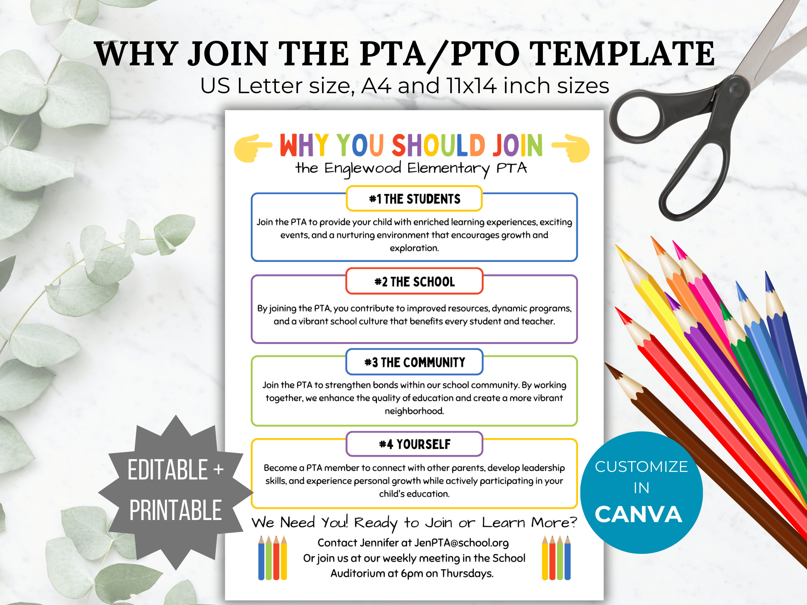 Why Join PTA Flyer Why Join PTO Flyer Editable Pto Template - Etsy