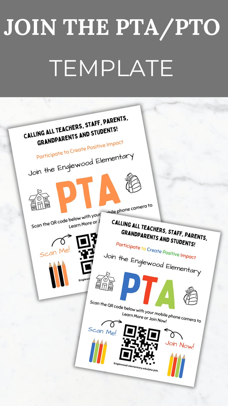 Join the PTA QR Code PTO Flyer Pta Flyer Template Editable Etsy Hong Kong