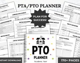 Editable PTO Planner PTA Leader Binder template PTO Treasurer Forms school pta newsletter pto committee form pta event planner printable