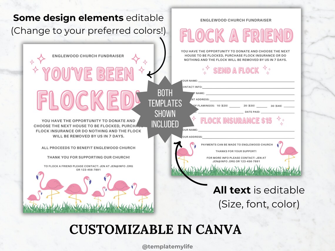 Flock My Yard Form and Notice Template Bundle Flock a Friend Printable ...
