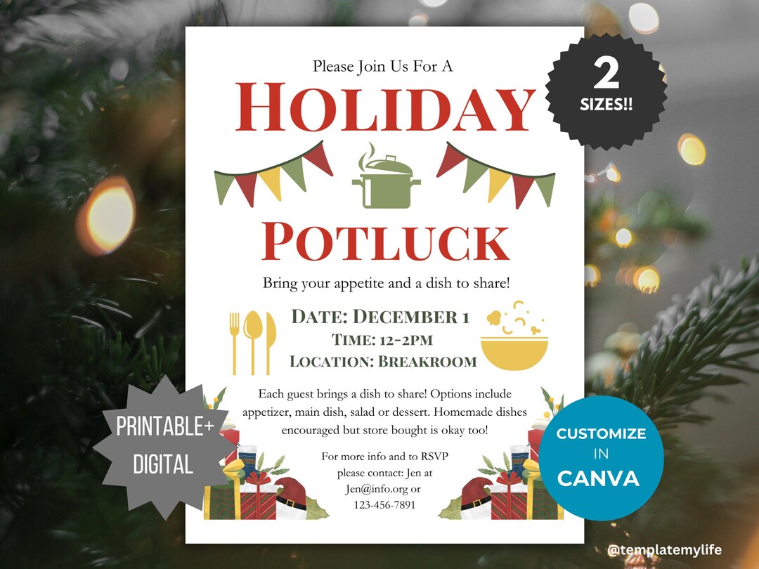 christmas potluck flyer template holiday potluck invitation