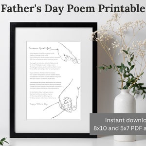 Poème de fête des pères imprimable cadeau fête des pères art mural carte fête des pères du fils de la fille carte pour papa cadeau pour papa cadeau papa imprimable