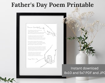 Poema del Día del Padre imprimible Día del Padre regalo arte de la pared Tarjeta del Día del Padre del hijo de la tarjeta de la hija para el regalo de papá para papá regalo de papá imprimible