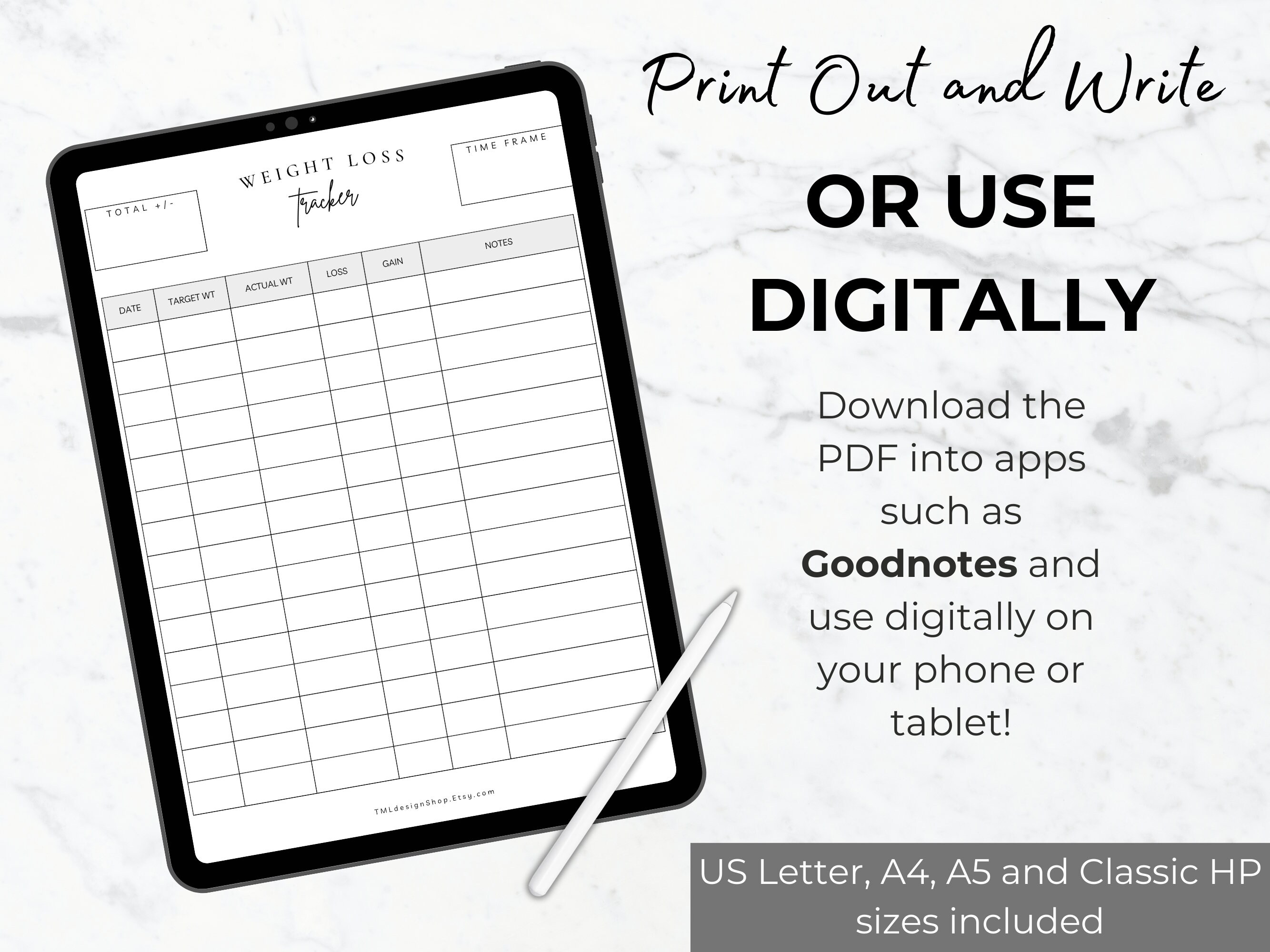 Weight Loss Tracker Chart Printable Fitness Planner Editable Weight ...