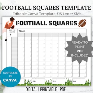 Football Squares Printable Template Football Squares Fundraiser ...