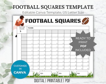 Football squares printable template football squares fundraiser printable football squares board football party game football betting grid